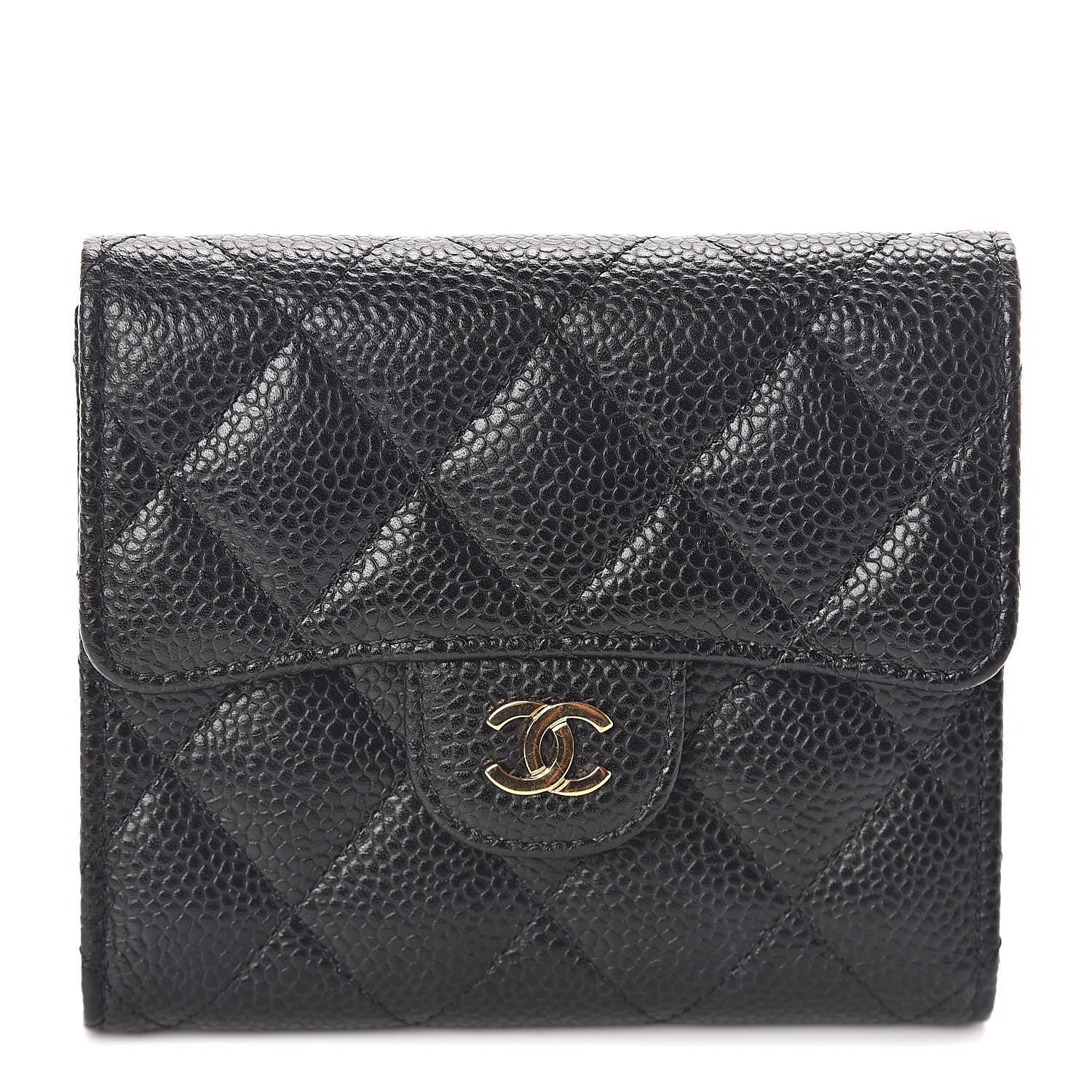 Chanel Caviar Quilted Compact Flap Wallet Black 1 of 9