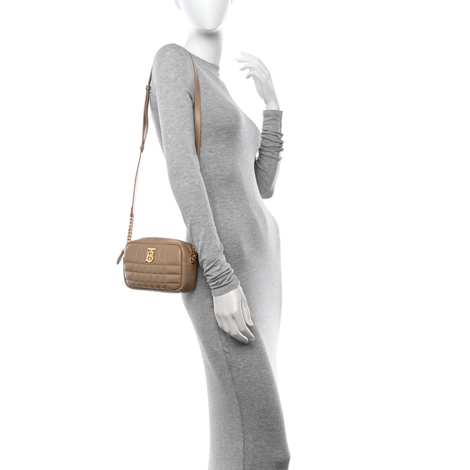 Burberry Lambskin Quilted Mini Lola Camera Bag Oat Beige 2 of 11