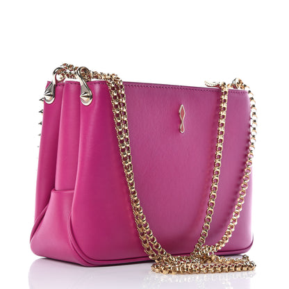 Christian Louboutin Calfskin Small Triloubi Paris Spikes Chain Bag Fuchsia 3 of 10