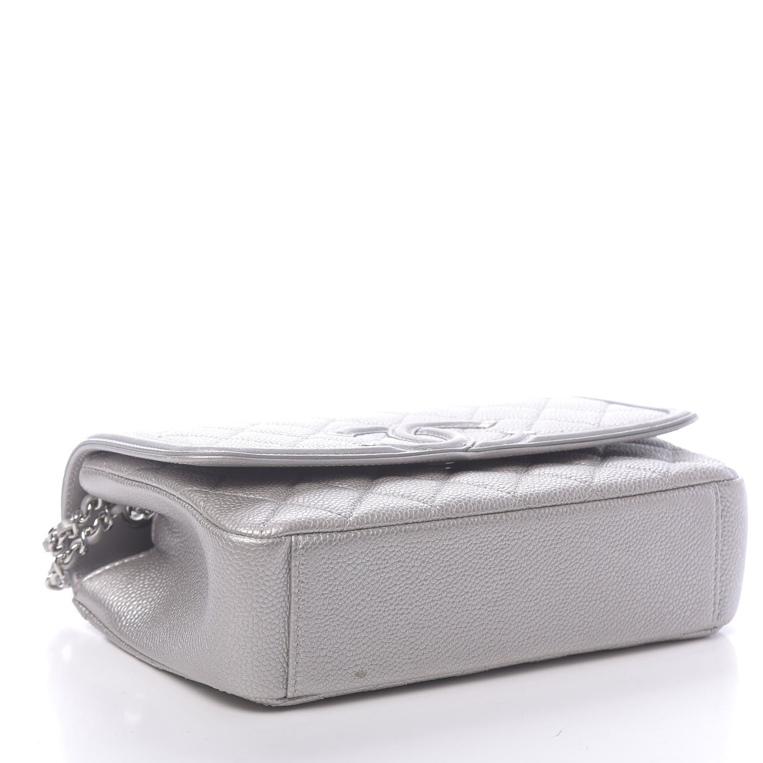 Chanel Metallic Caviar Quilted Small CC Filigree Flap Silver 4 of 13