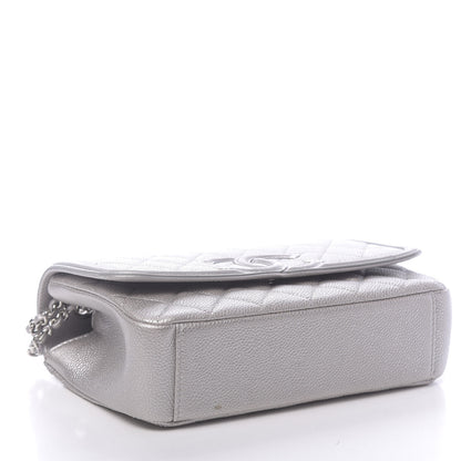 Chanel Metallic Caviar Quilted Small CC Filigree Flap Silver 4 of 13