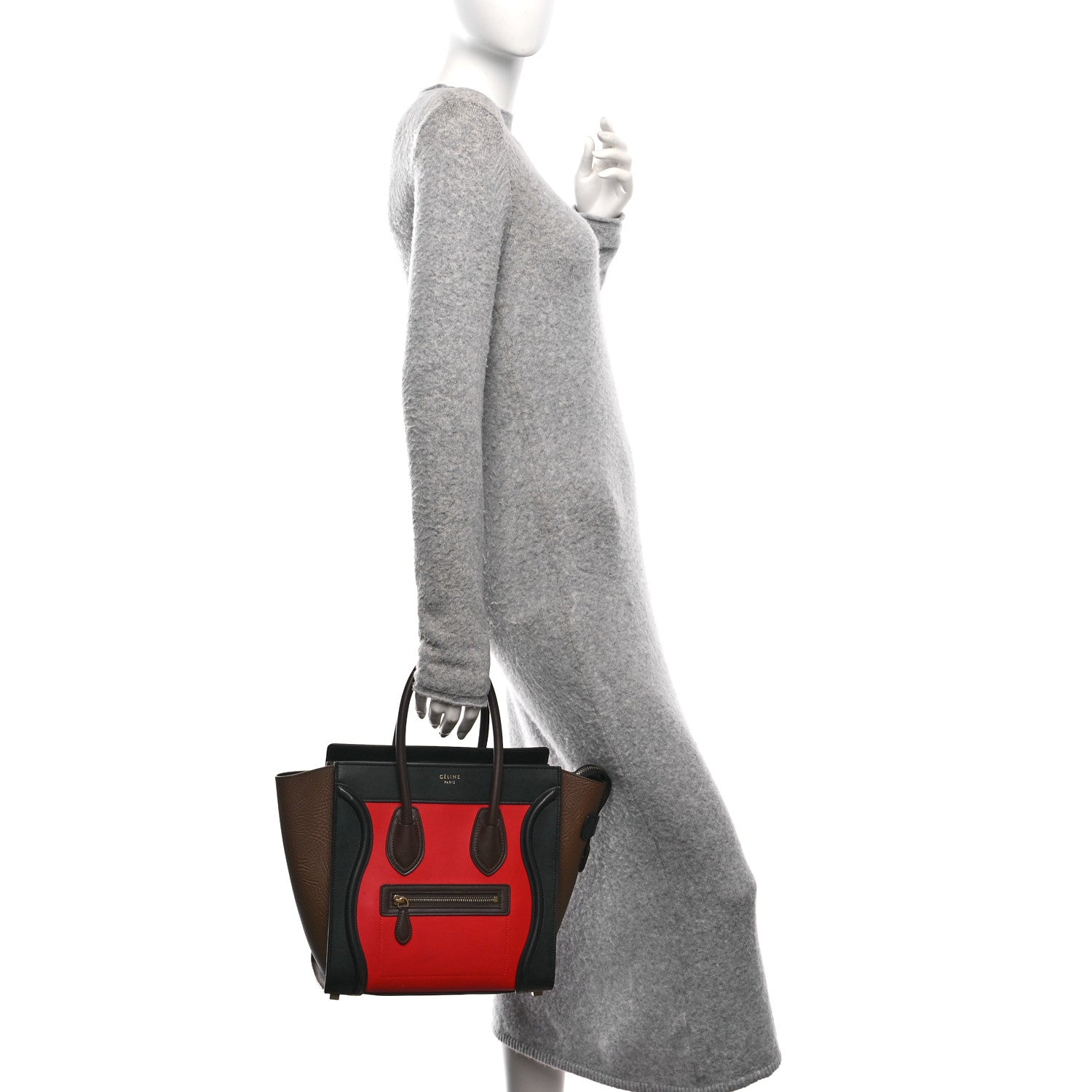 Celine Bullhide Calfskin Micro Luggage Tri-Color Bright Red 2 of 10