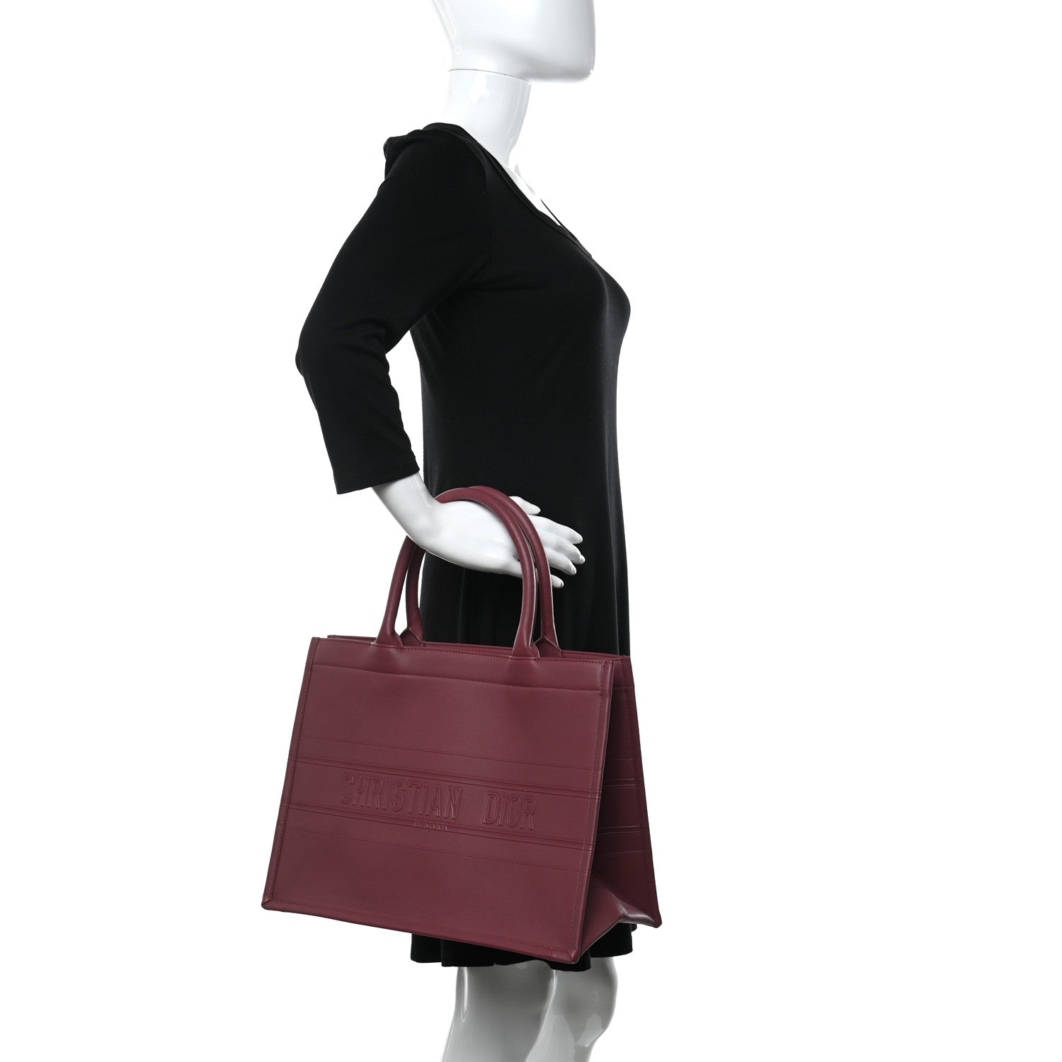 Christian Dior Calfskin Embossed Medium Book Tote Red 2 of 9