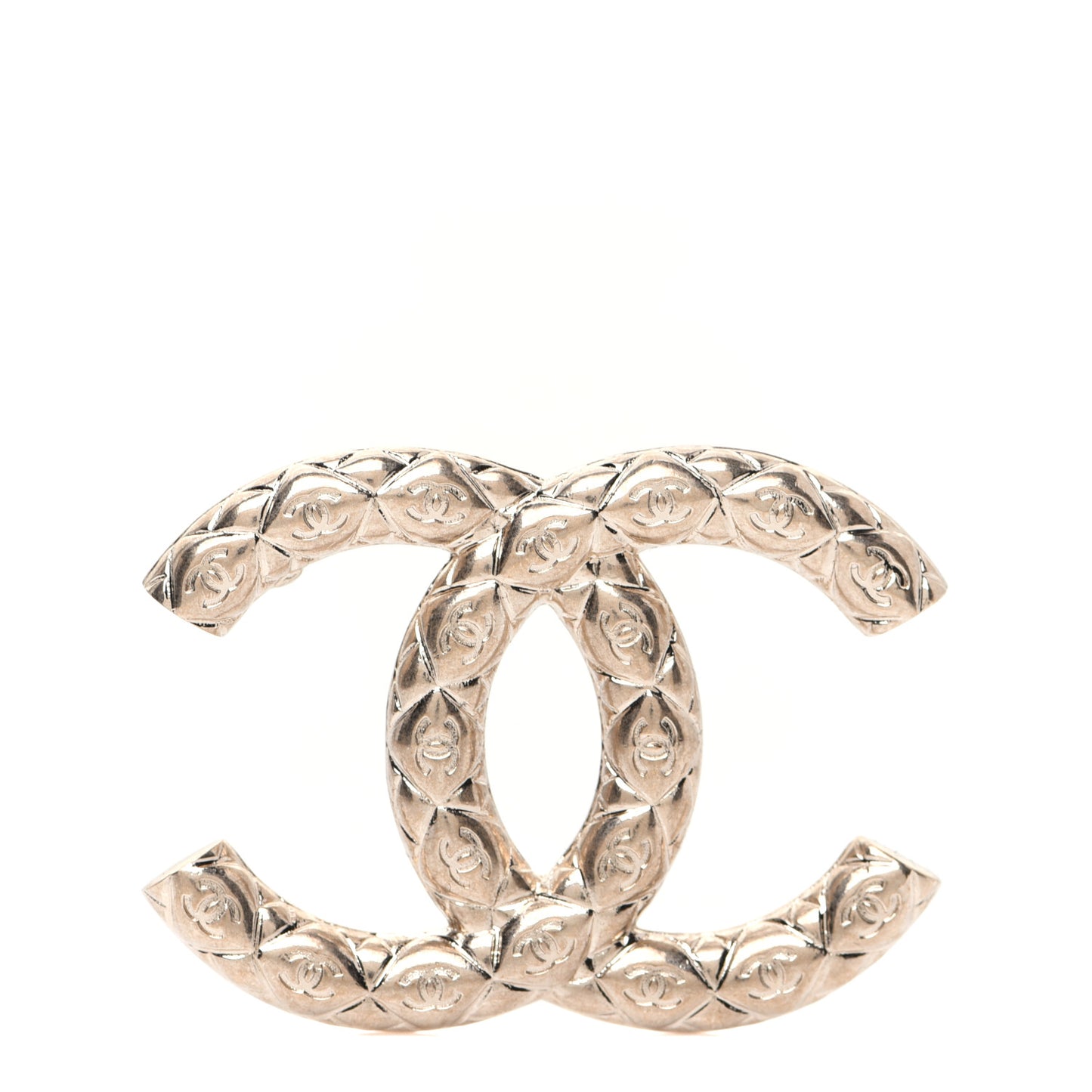 Metal CC Diamond Quilted Brooch Light Gold