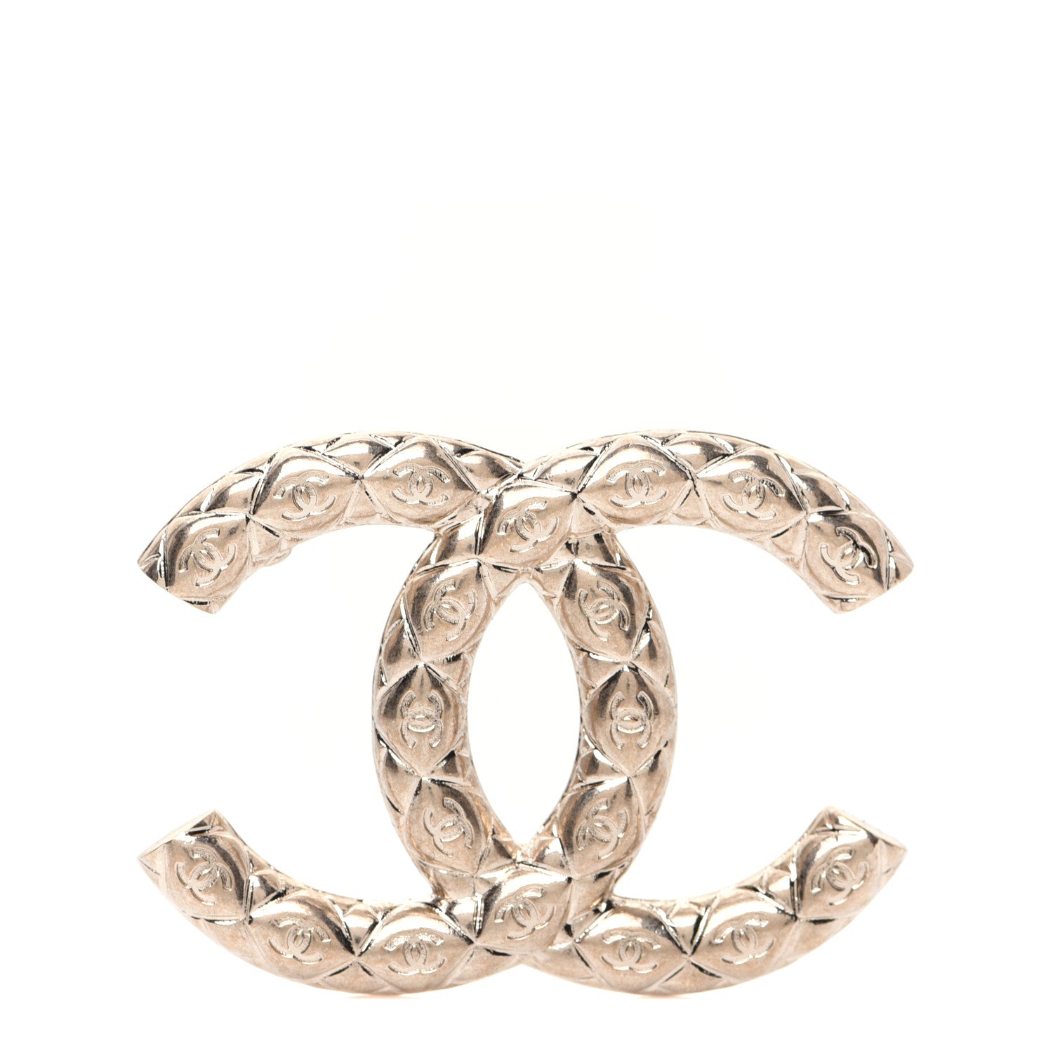 Chanel Metal CC Diamond Quilted Brooch Light Gold 1 of 7