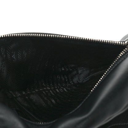 Prada Softy Calfskin Triangle Cross Bag Black 5 of 9
