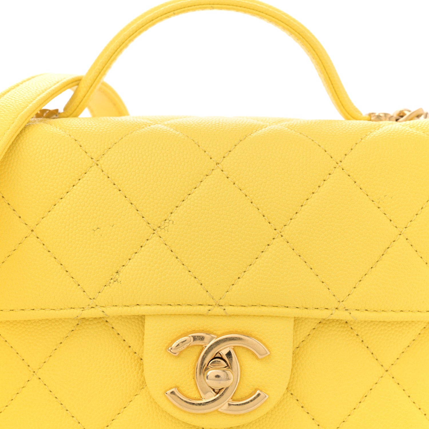 Chanel Caviar Quilted Handy Box Vanity Case Yellow 1666180