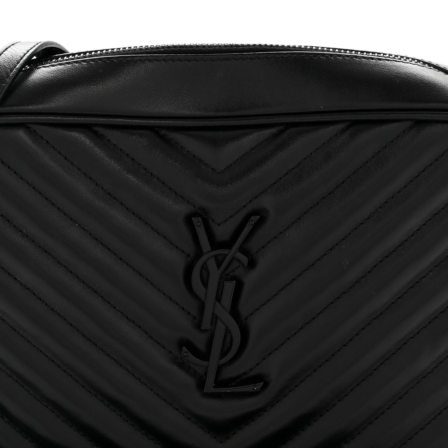 Saint Laurent Calfskin Matelasse Monogram Monochrome Lou Camera Bag Black 8 of 11