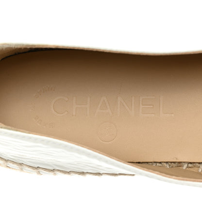 Chanel Distressed Patent CC Espadrilles 40 White Silver 7 of 8