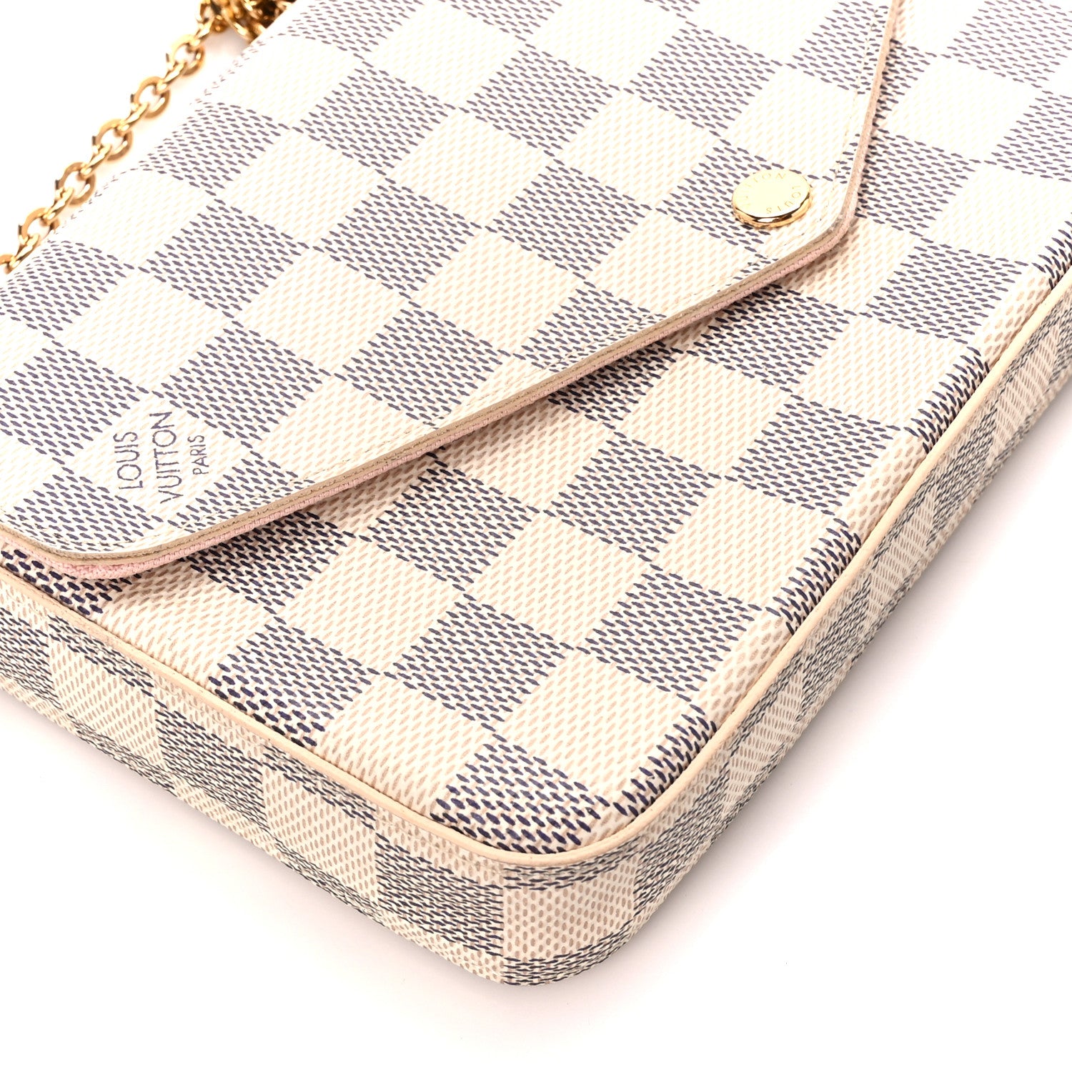 Louis Vuitton Damier Azur Pochette Felicie Chain Wallet Rose Ballerine 12 of 13