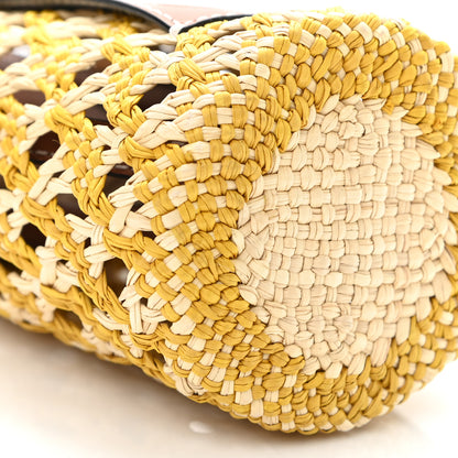 Loewe Calfskin Raffia Paula's Ibiza Pocket Bucket Bag Natural Yellow 8 of 9