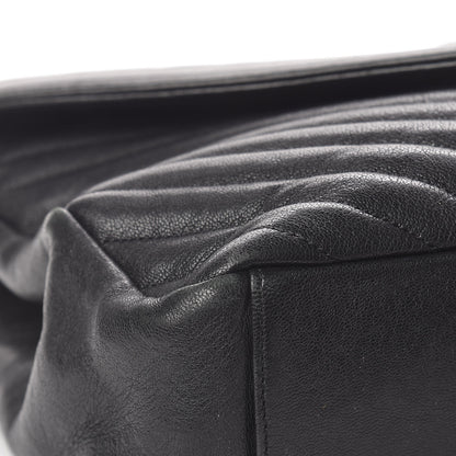 Saint Laurent Sheepskin Matelasse Chevron Monogram Large College Satchel Black 10 of 15
