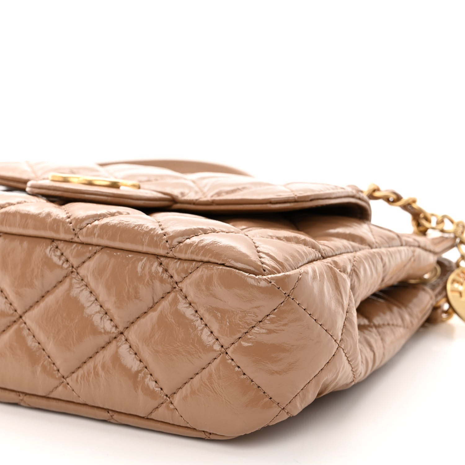 Chanel Shiny Crumpled Calfskin Quilted Small Wavy CC Hobo Dark Beige 10 of 10