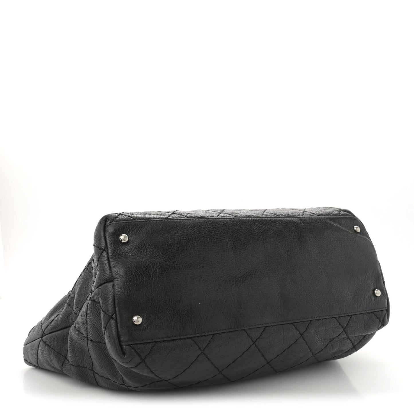 Glazed Calfskin Large On The Road Tote Black