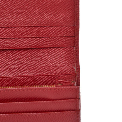 Prada Saffiano Metal Continental Flap Wallet Fuoco 9 of 11