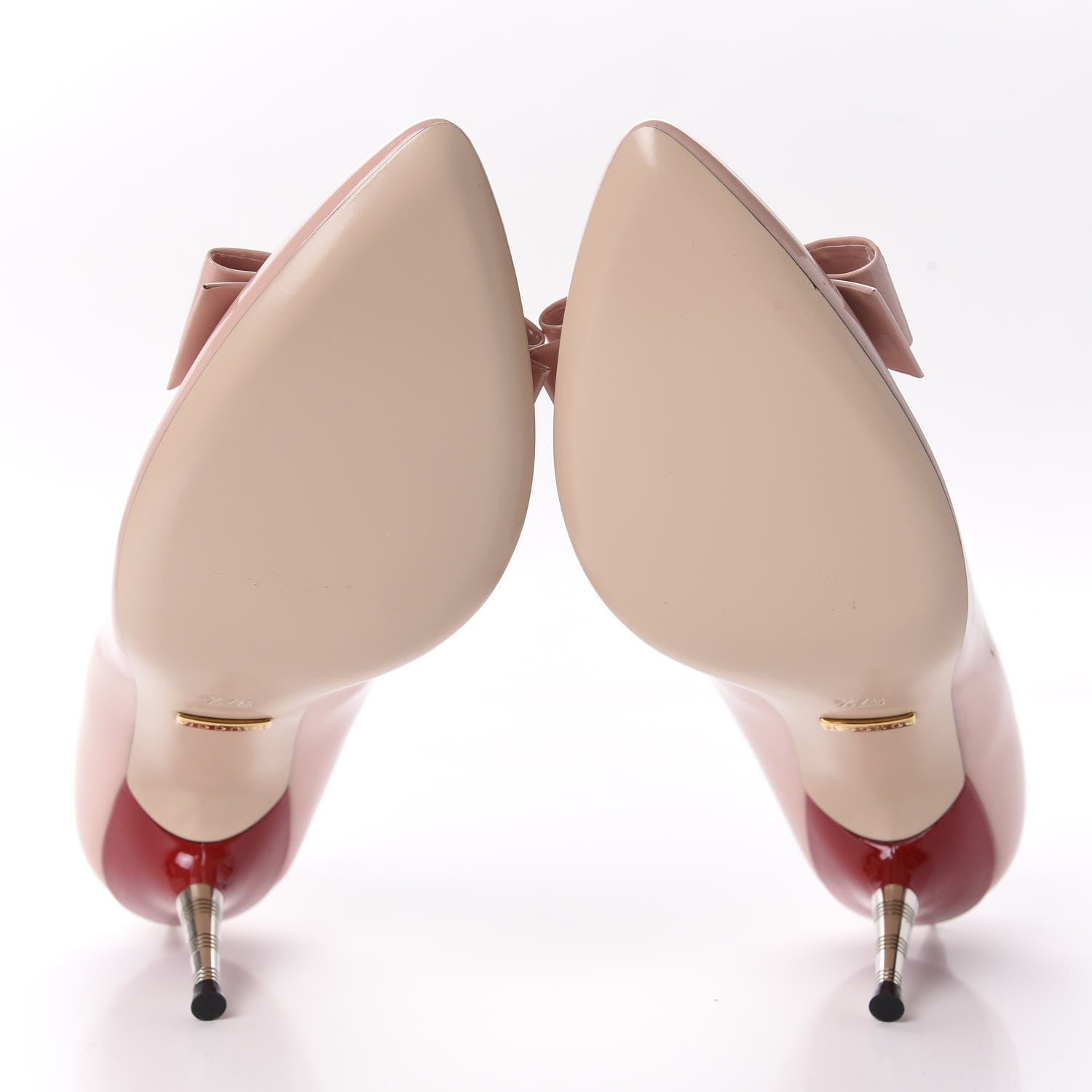 Gucci Patent GG Bow Sadie Spike Mid Heel Pumps 37.5 Perfect Pink 6 of 10