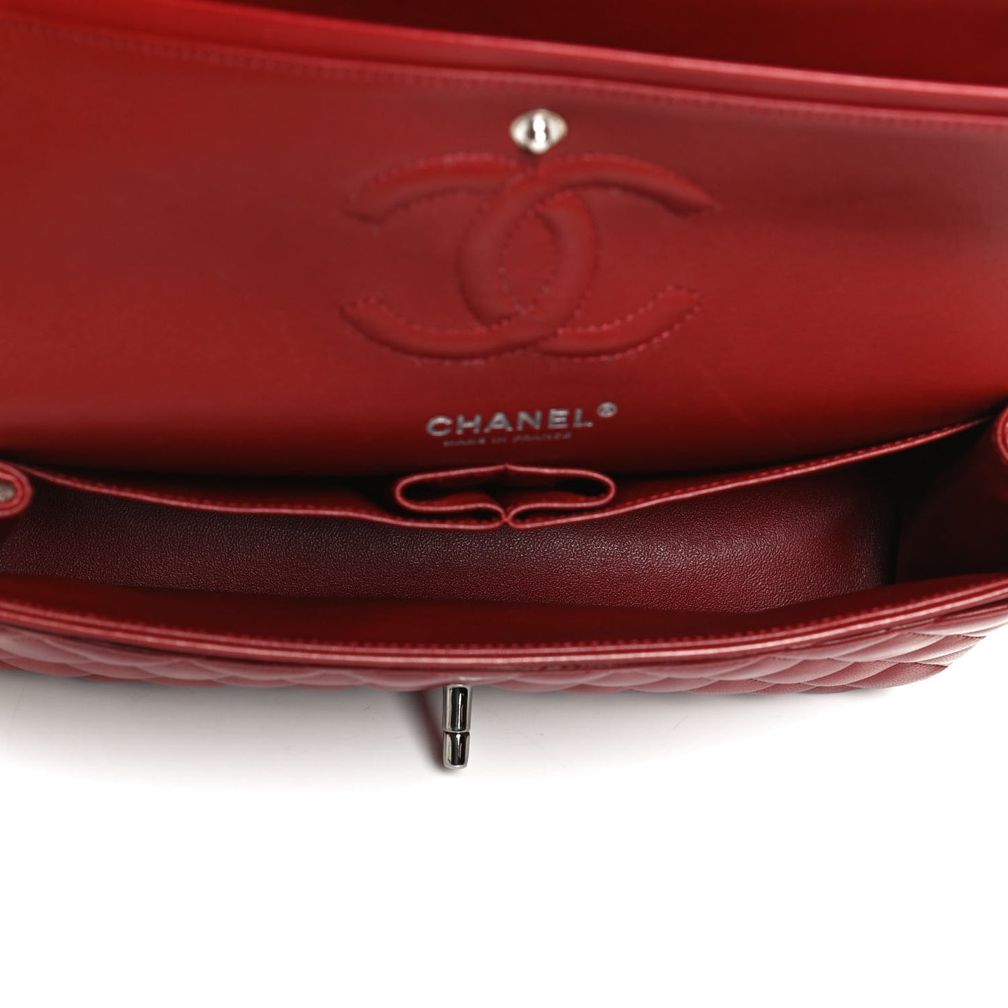 Lambskin Quilted Medium Double Flap Red