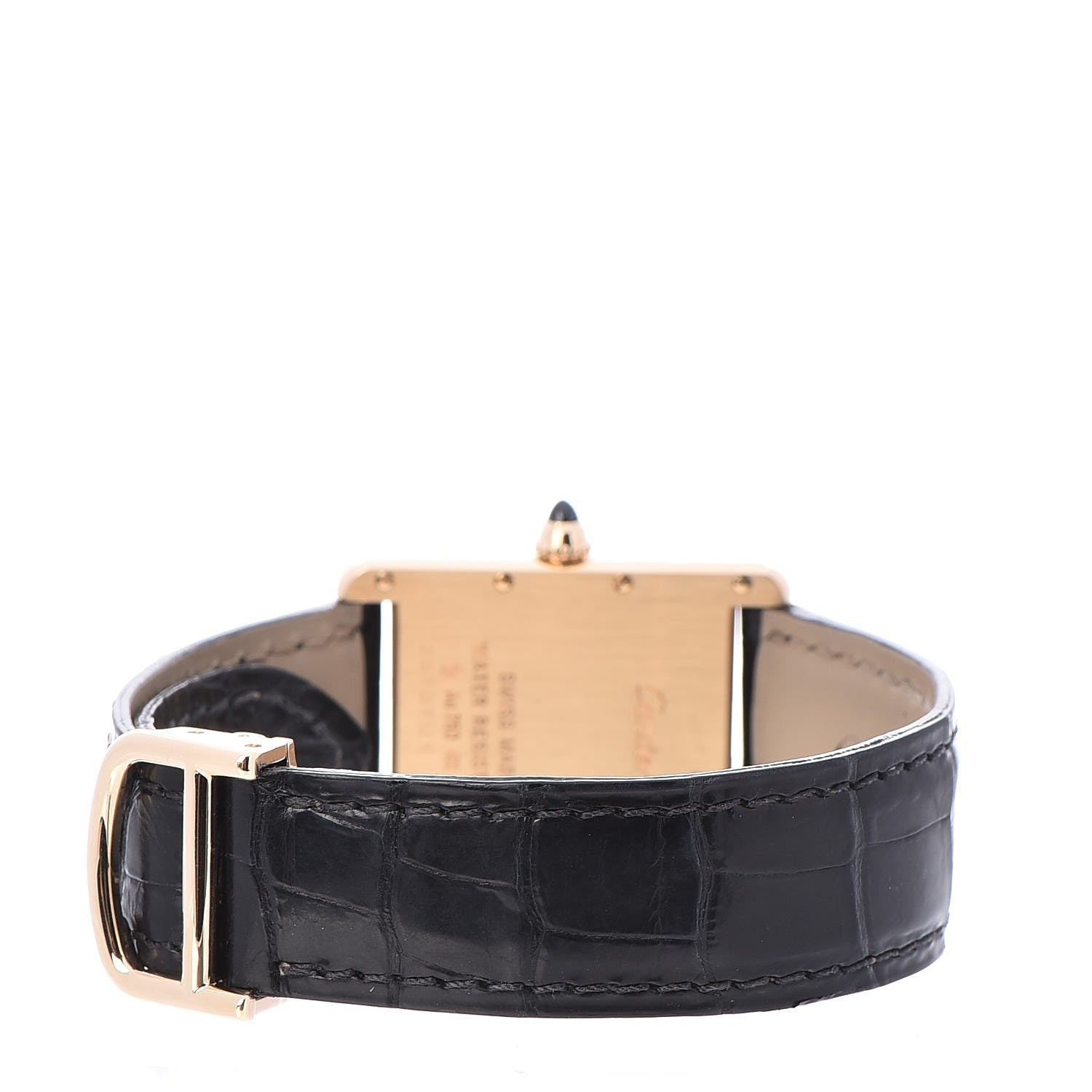 Cartier 18K Yellow Gold Alligator 26mm Tank Louis Quartz Watch 5 of 14