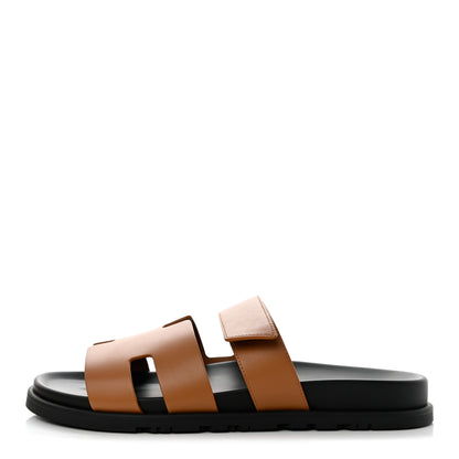 Hermes Calfskin Mens Chypre Sandals 44.5 Naturel 1 of 9