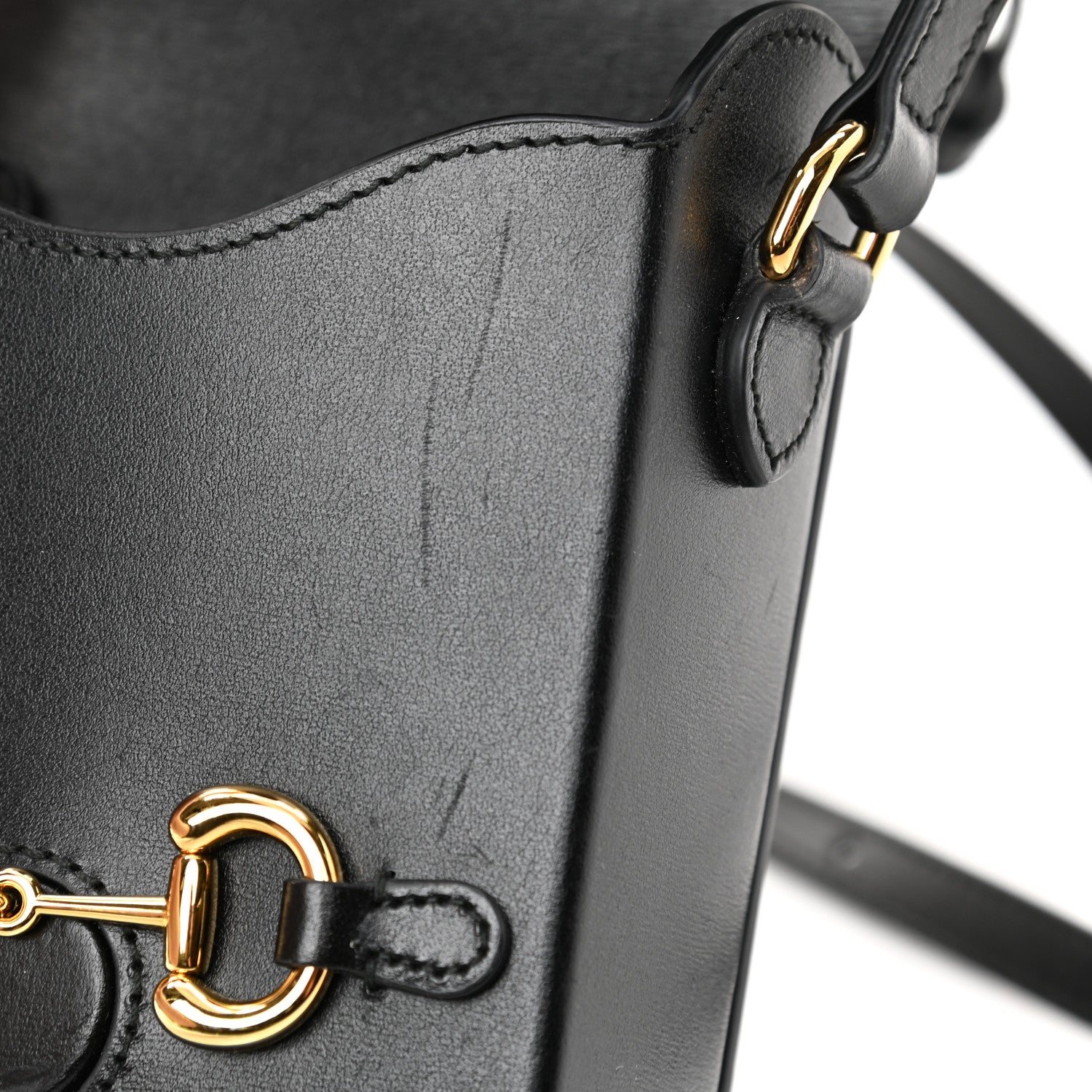 Gucci Boarded Plutone Calfskin Mini Horsebit 1955 Crossbody Bag Black 11 of 16