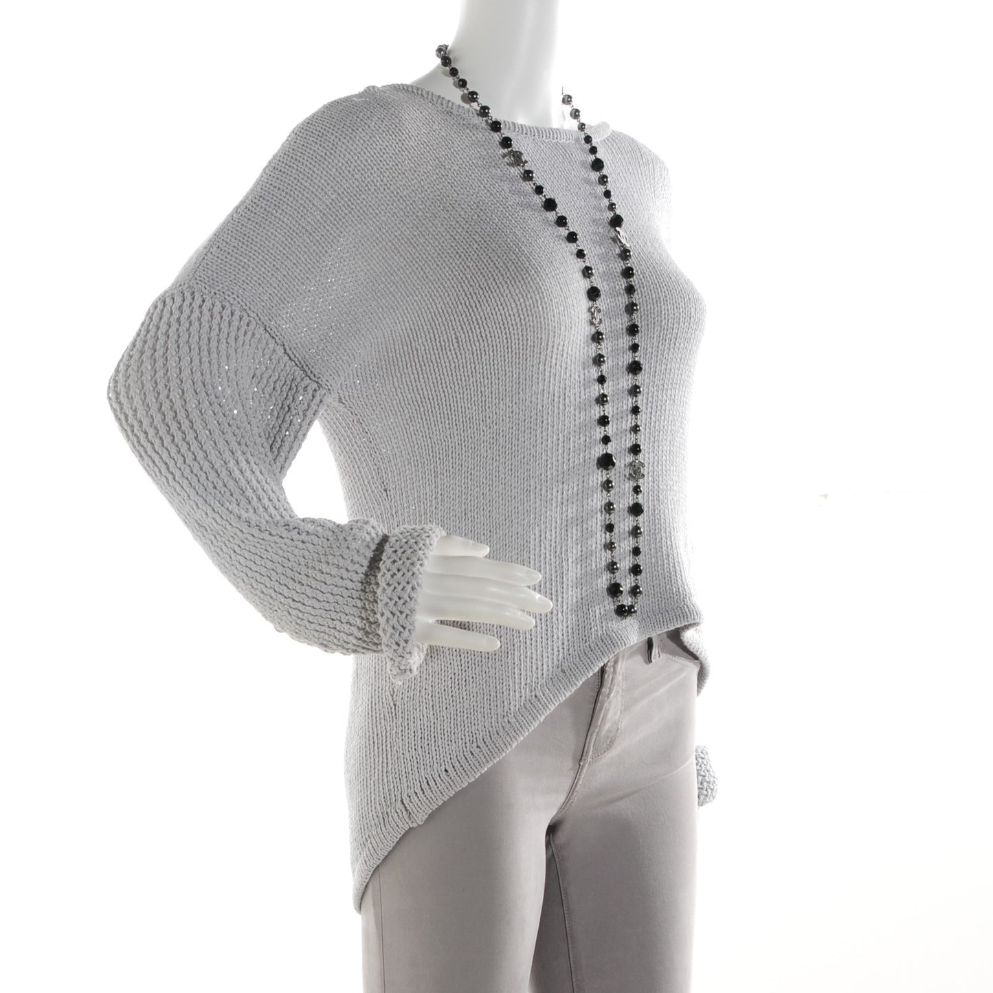 Ruthenium Beaded CC Long Necklace Black