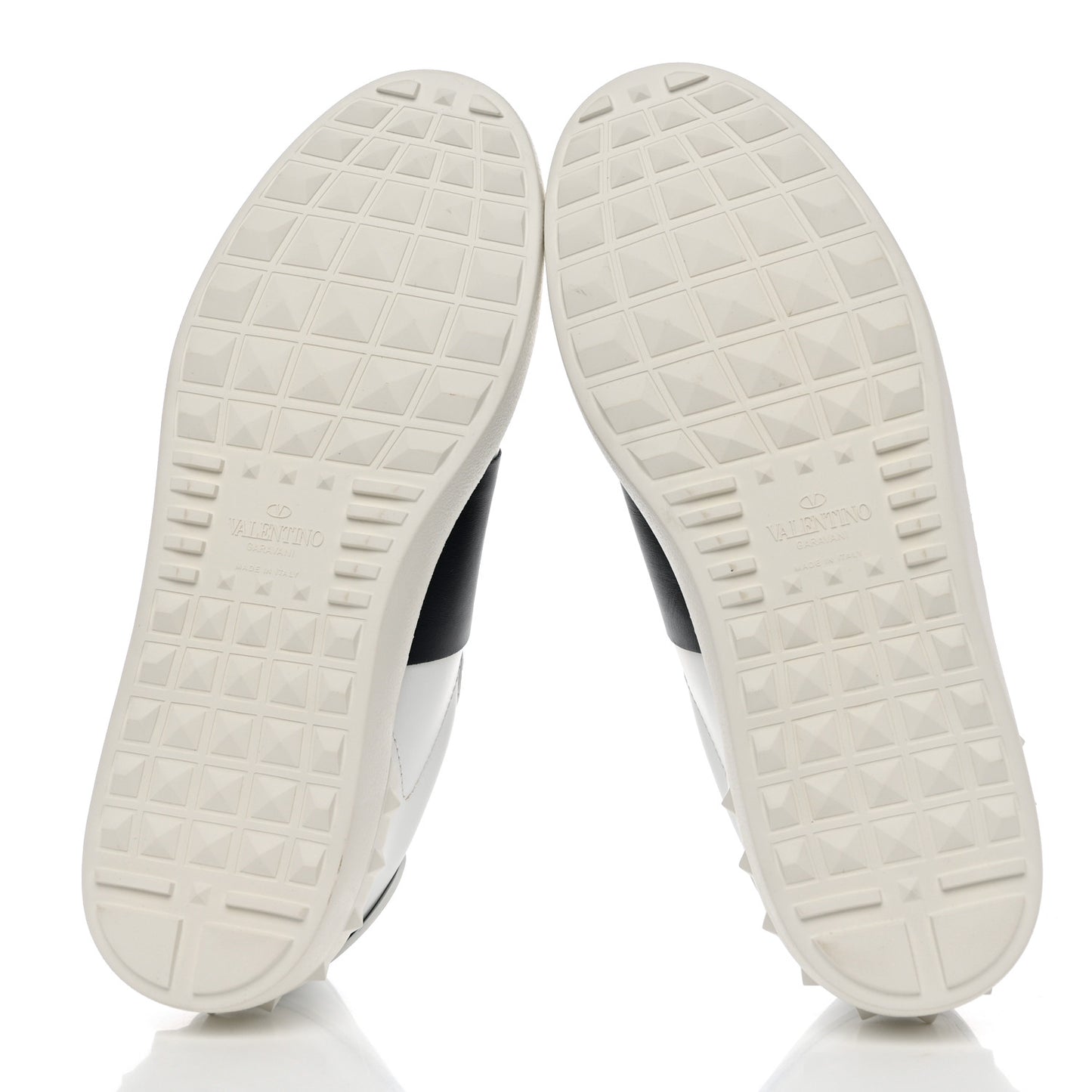 Calfskin Mens Rockstud Open Sneakers 43 White Black
