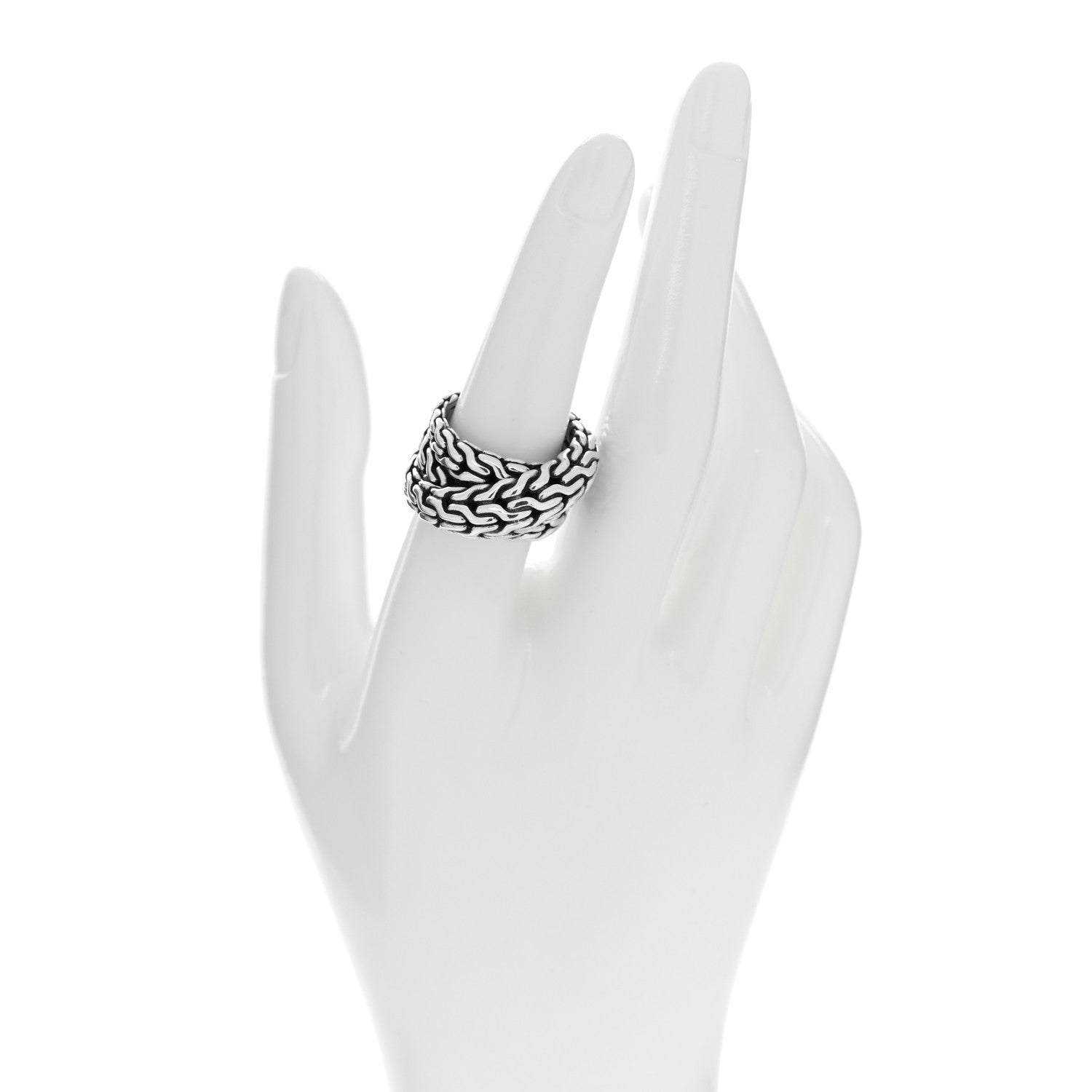 John Hardy Sterling Silver Classic Chain Tiga Overlap Ring 54 7 2 of 4