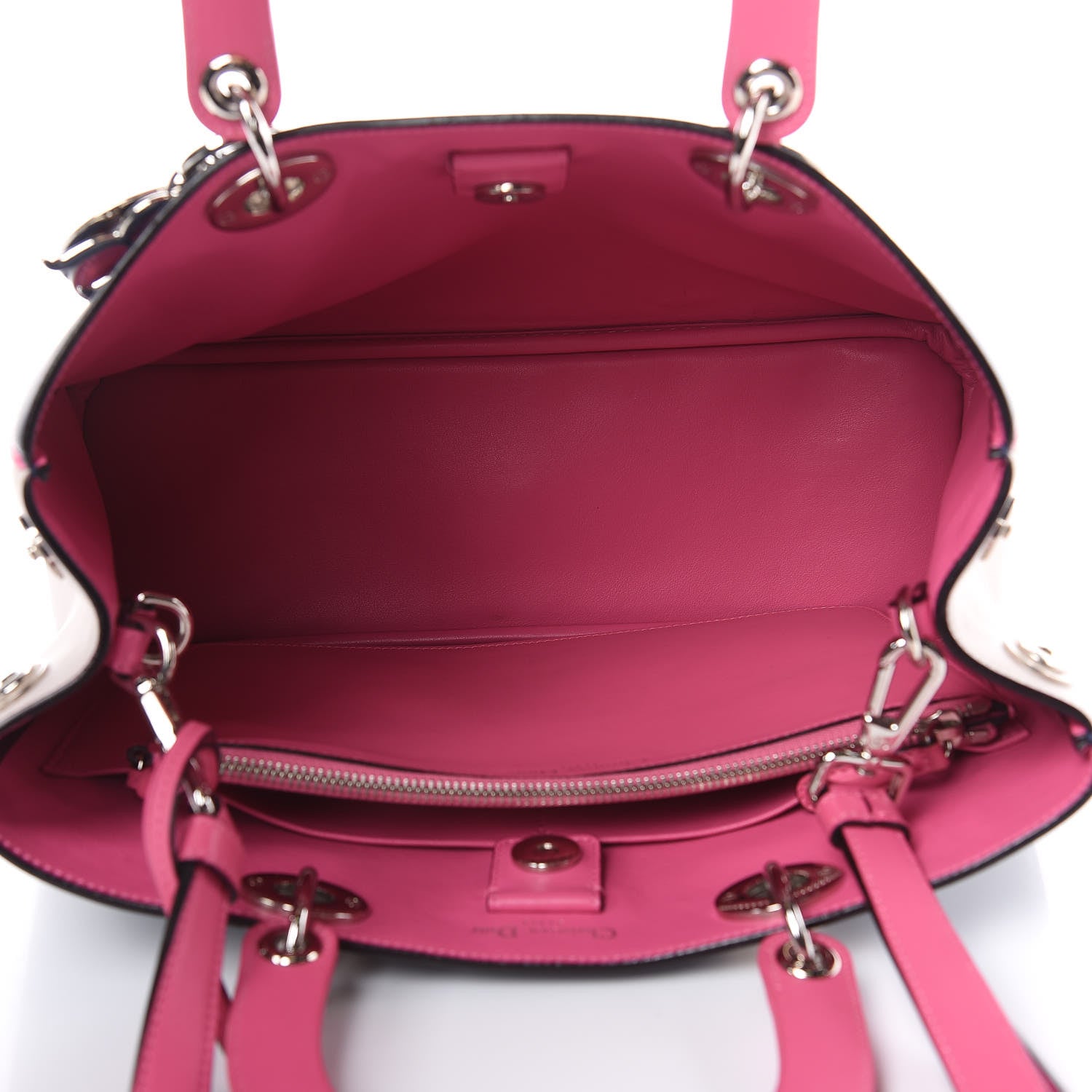 Christian Dior Smooth Calfskin Medium Tri-Color Diorissimo Bag Navy Pink 6 of 11