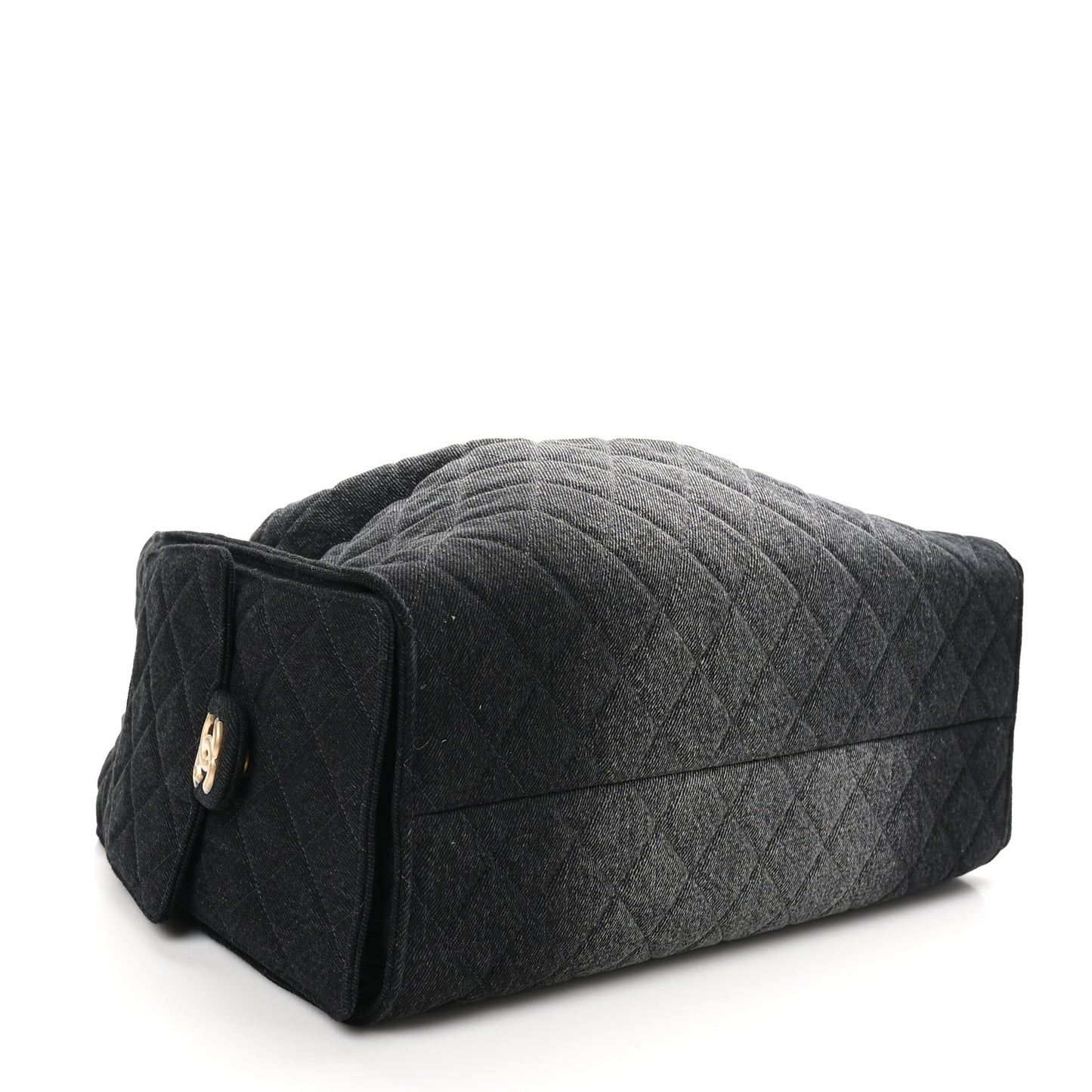 Washed Denim Quilted Large Chanel 25 Handbag Black