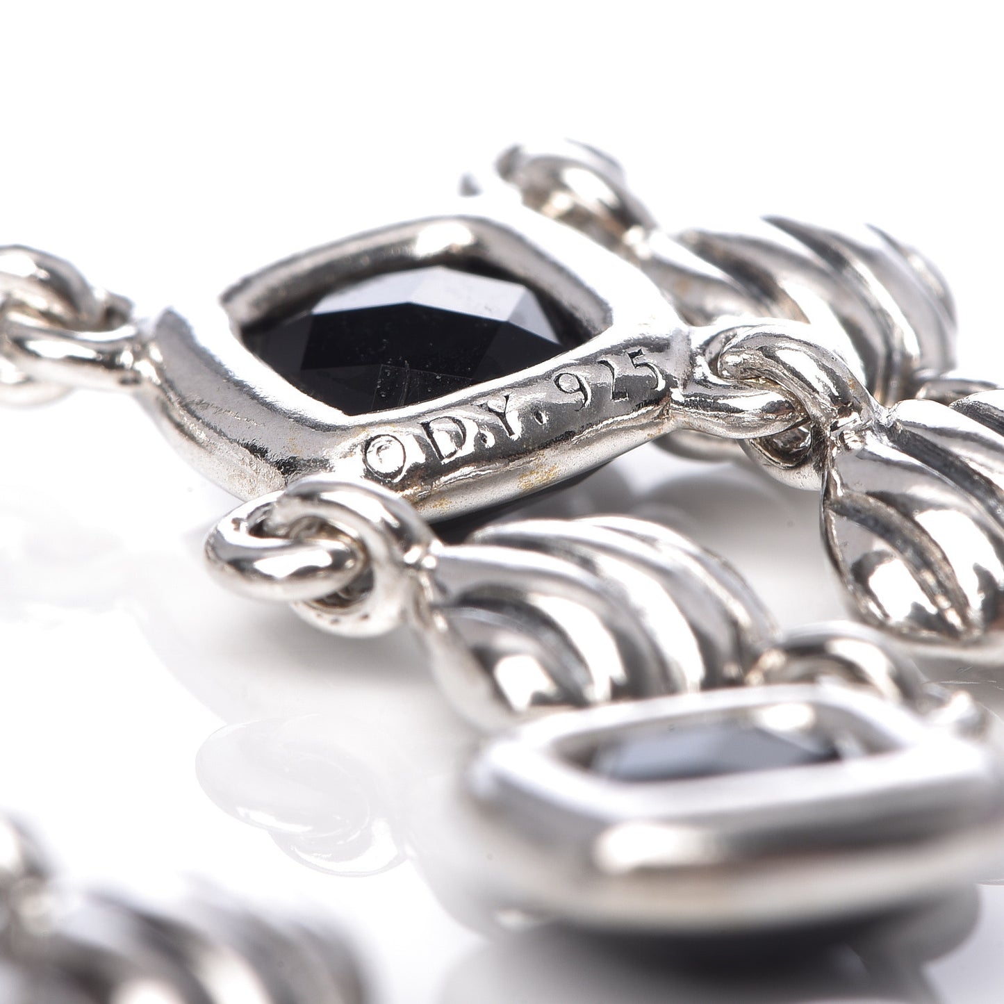 Sterling Silver Black Onyx Sculpted Cable Chandelier Earrings