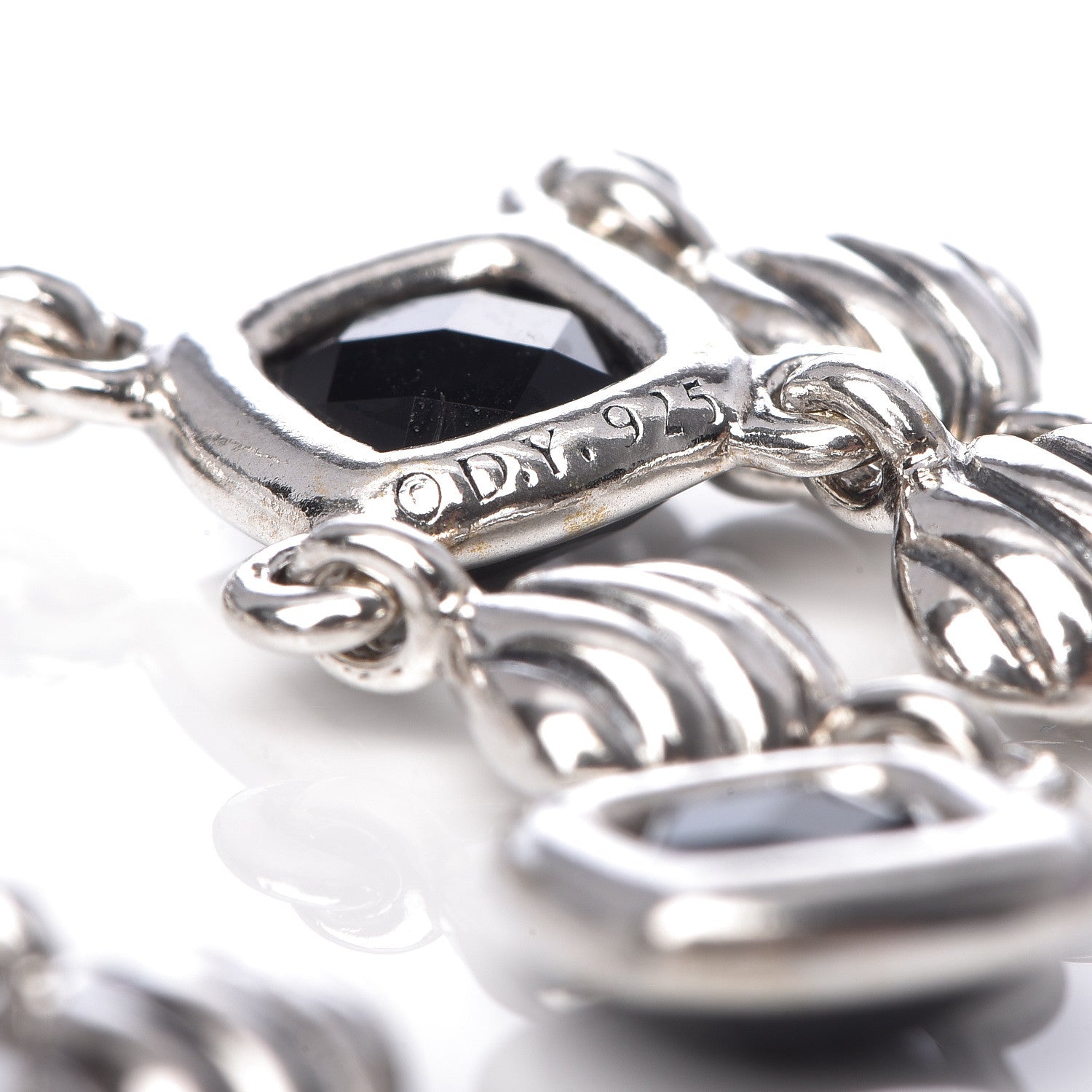 David Yurman Sterling Silver Black Onyx Sculpted Cable Chandelier Earrings 4 of 4