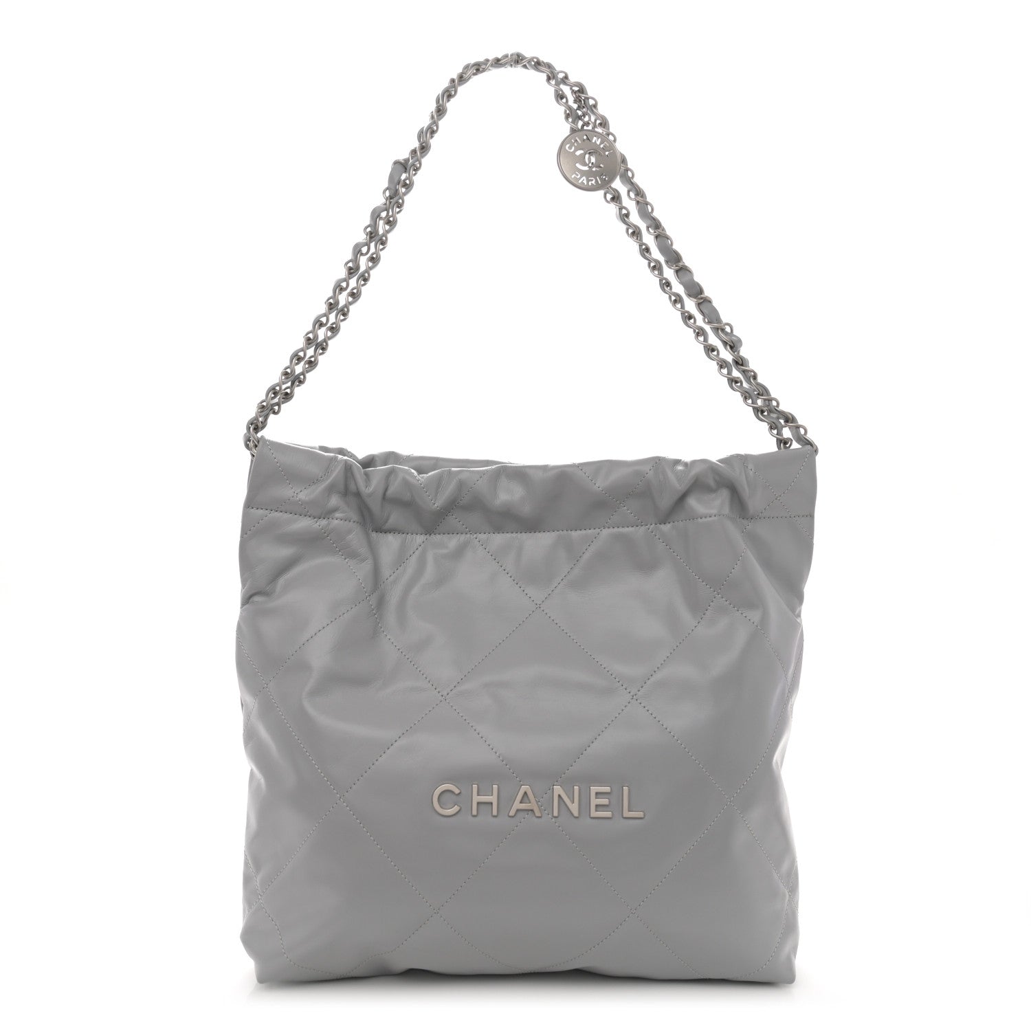 Chanel Shiny Calfskin Quilted Small Chanel 22 Grey 1 of 11