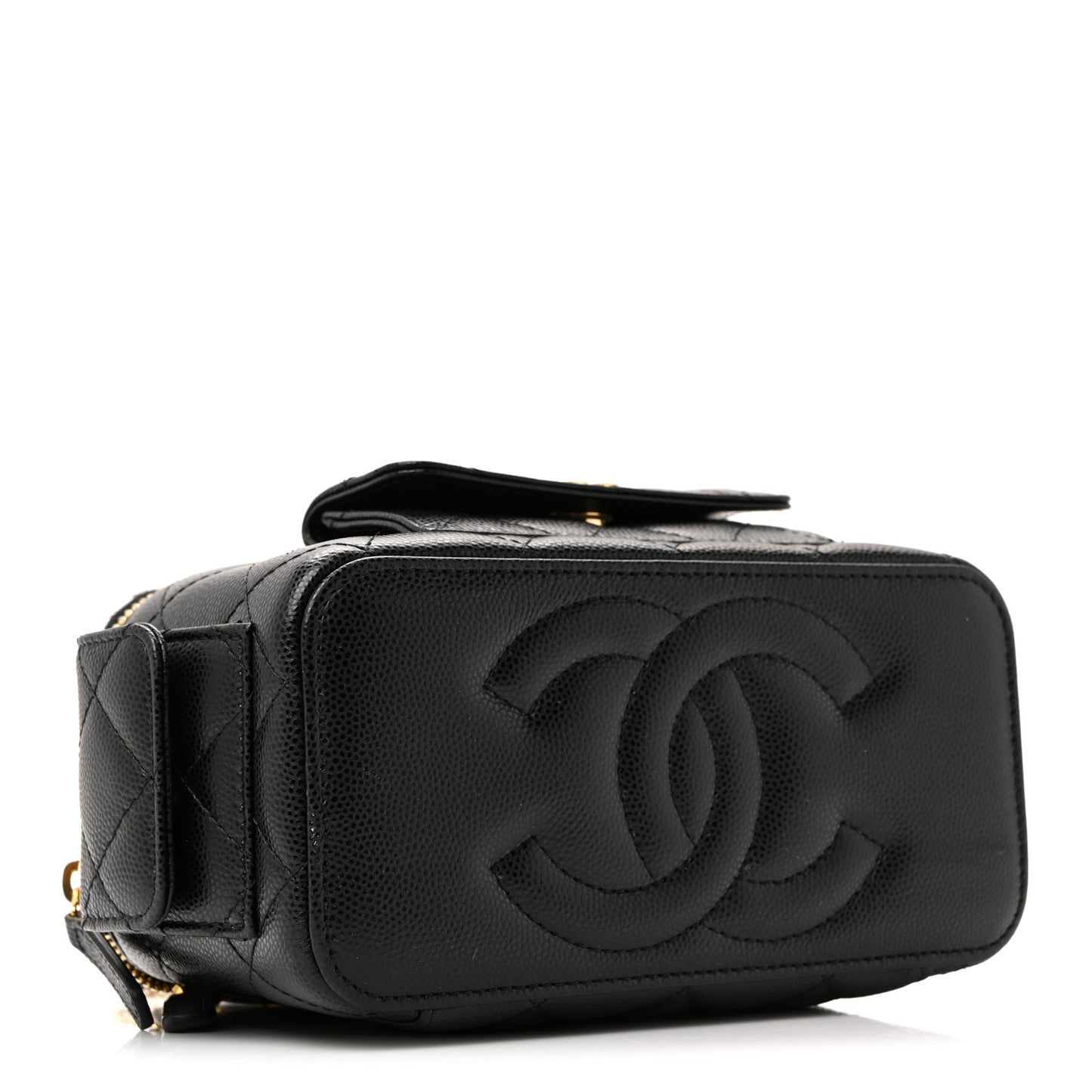 Caviar Quilted Polly Pocket East West Top Vanity With Chain Black
