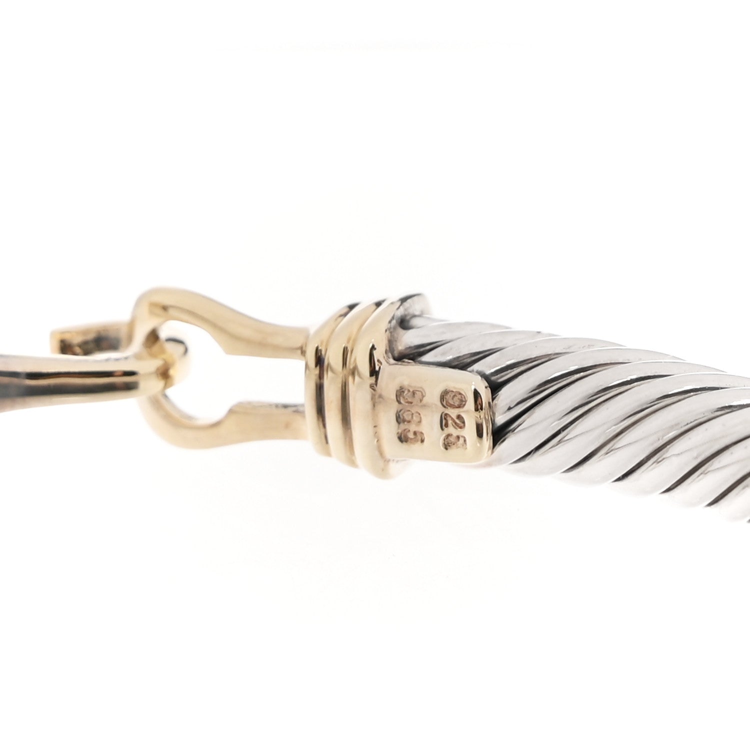 David Yurman Sterling Silver 14K Yellow Gold 5mm Cable Classic Buckle Bracelet 3 of 3