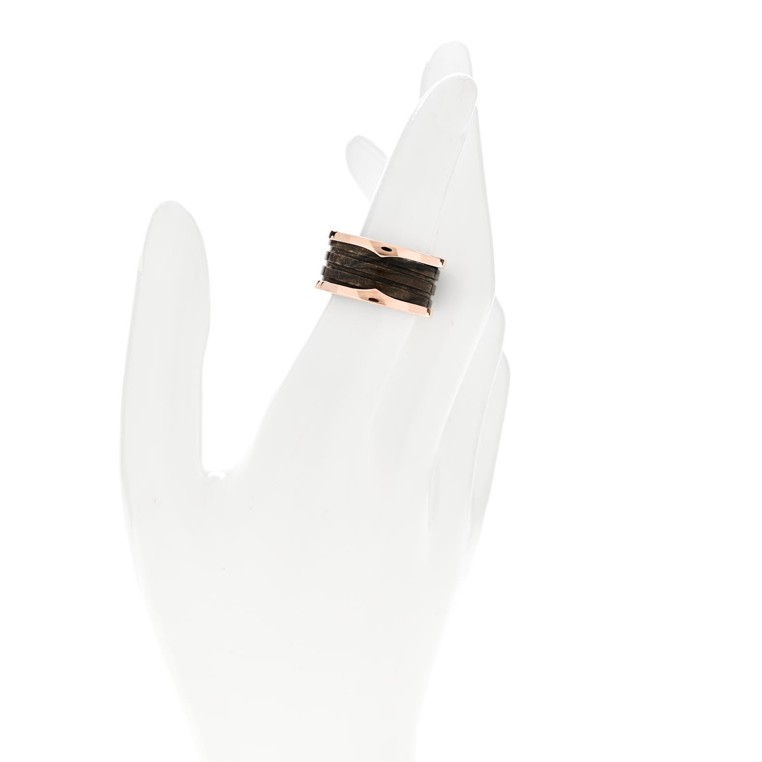 Bulgari 18K Rose Gold Black Ceramic B.Zero1 Four-Band Ring 2 of 7