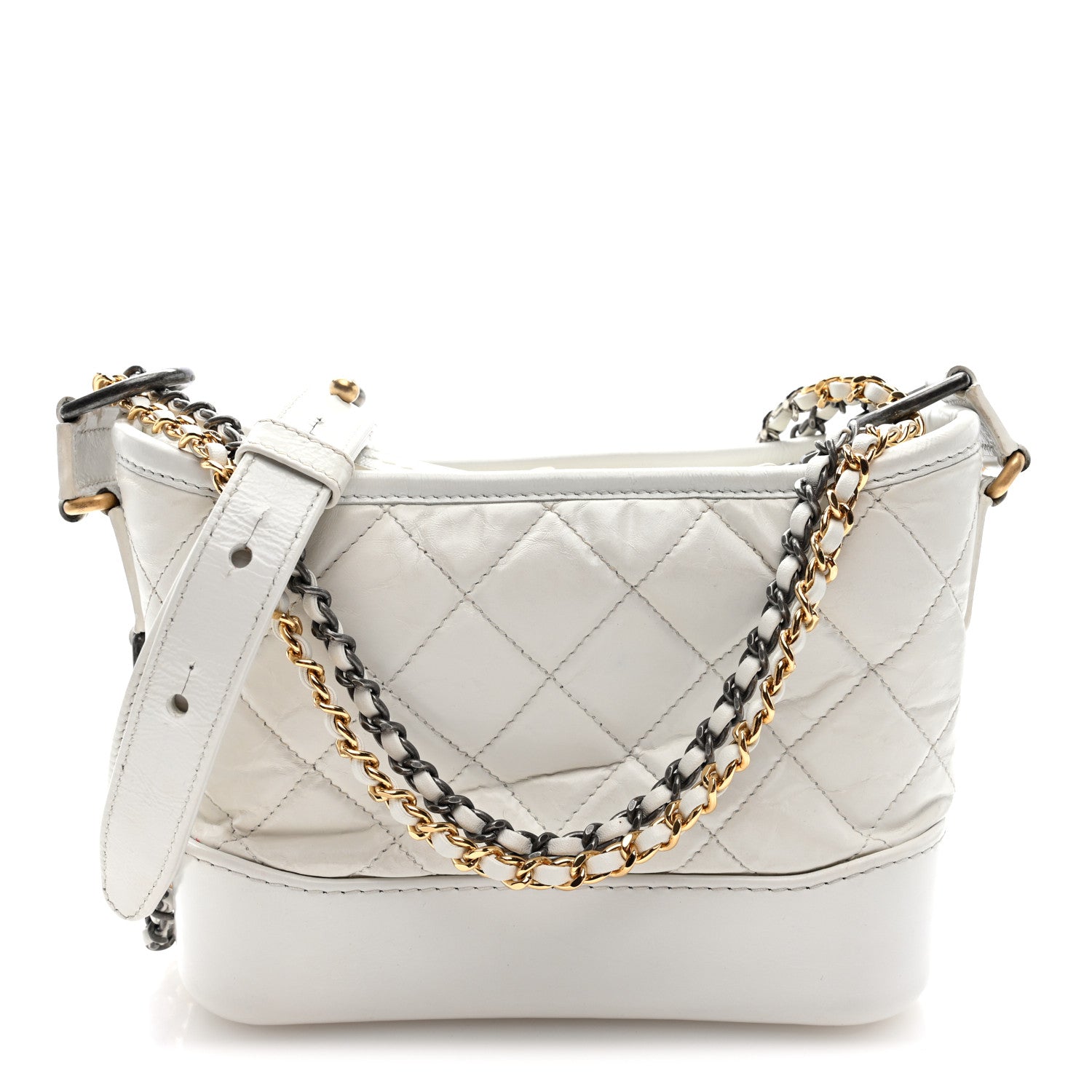 Chanel Aged Calfskin Quilted Small Gabrielle Hobo White 2 of 10