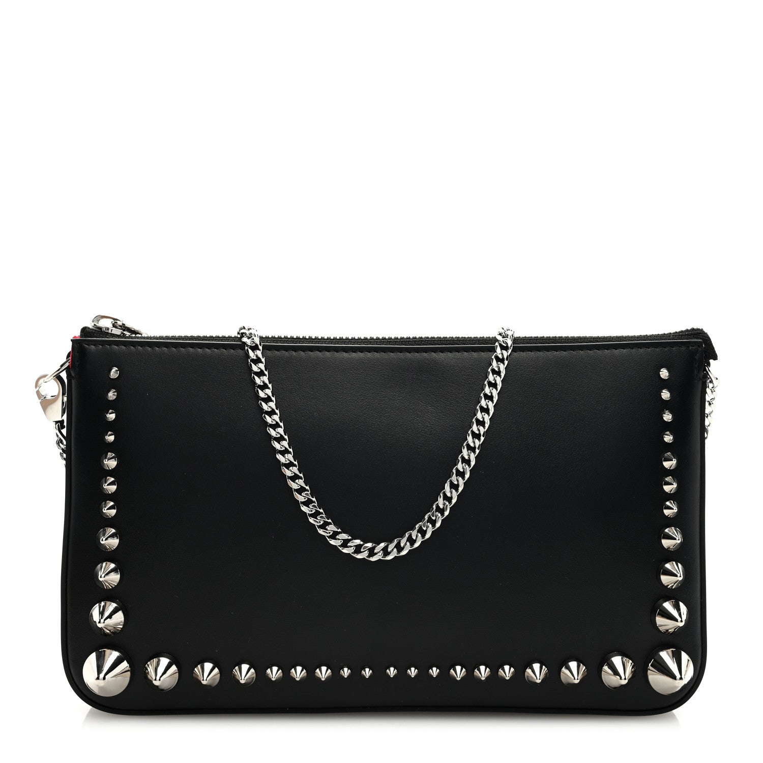 Christian Louboutin Calfskin Paris Spiked Loubila Chain Clutch Black 1 of 9