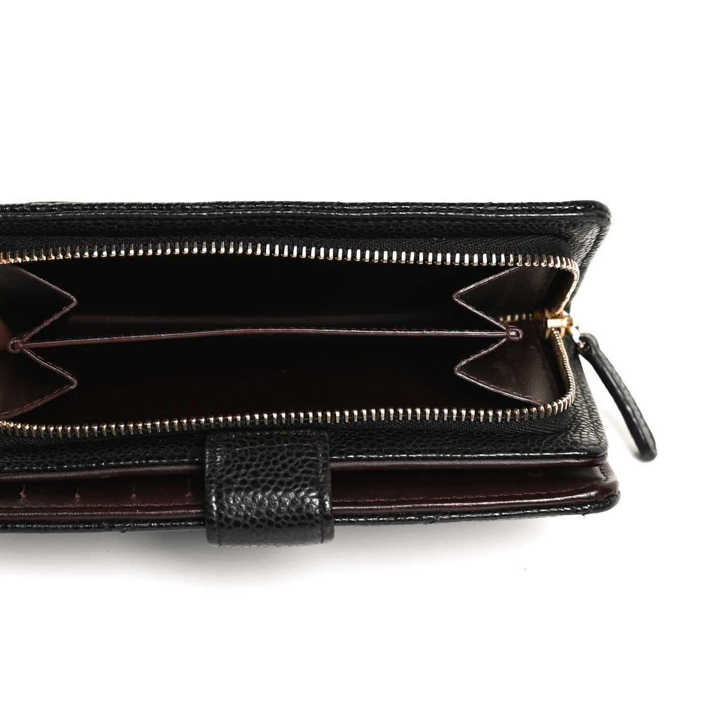 Caviar Quilted Zipped Pocket Wallet Black