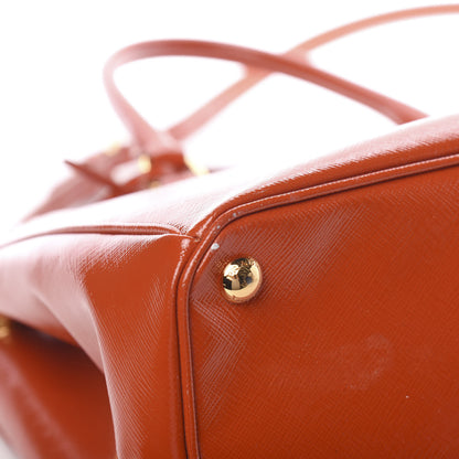 Prada Saffiano Vernice Medium Galleria Double Zip Tote Papaya 14 of 19