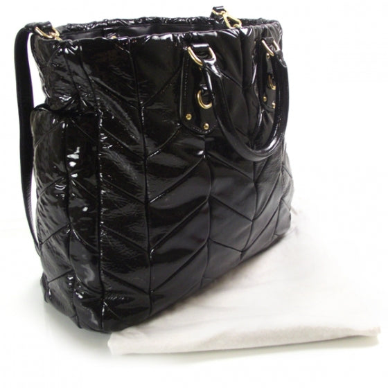 Prada Vernice Chevron Tote Indaco 3 of 11