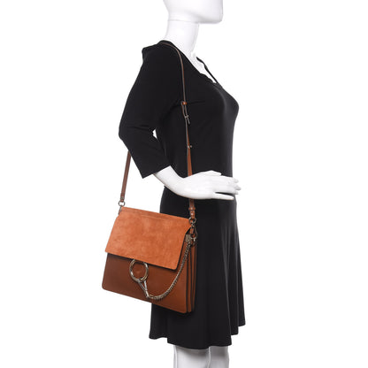 Chloe Suede Calfskin Medium Faye Shoulder Bag Tobacco 2 of 8