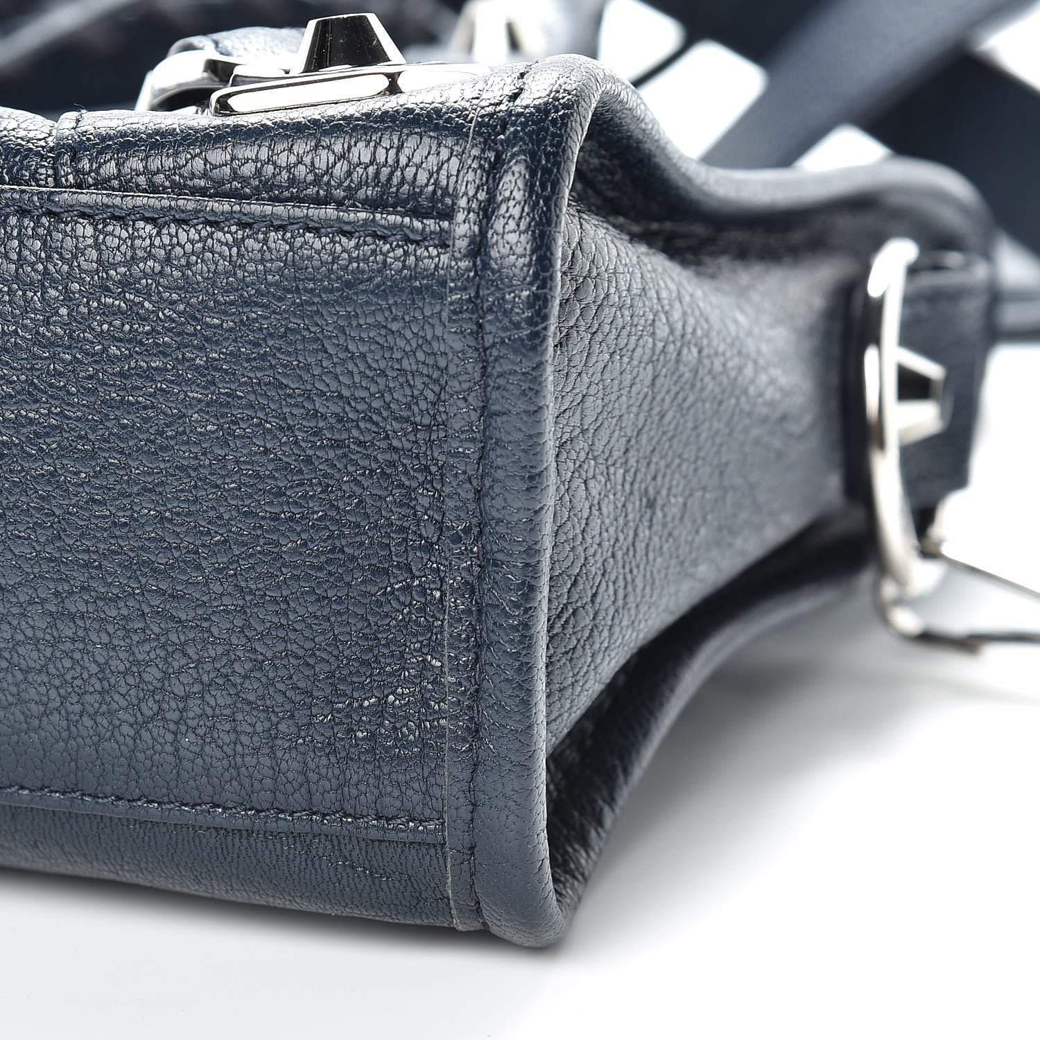 Balenciaga Chevre Silver Metallic Edge Hardware Mini City Bleu Nuit Dark Sea 8 of 10