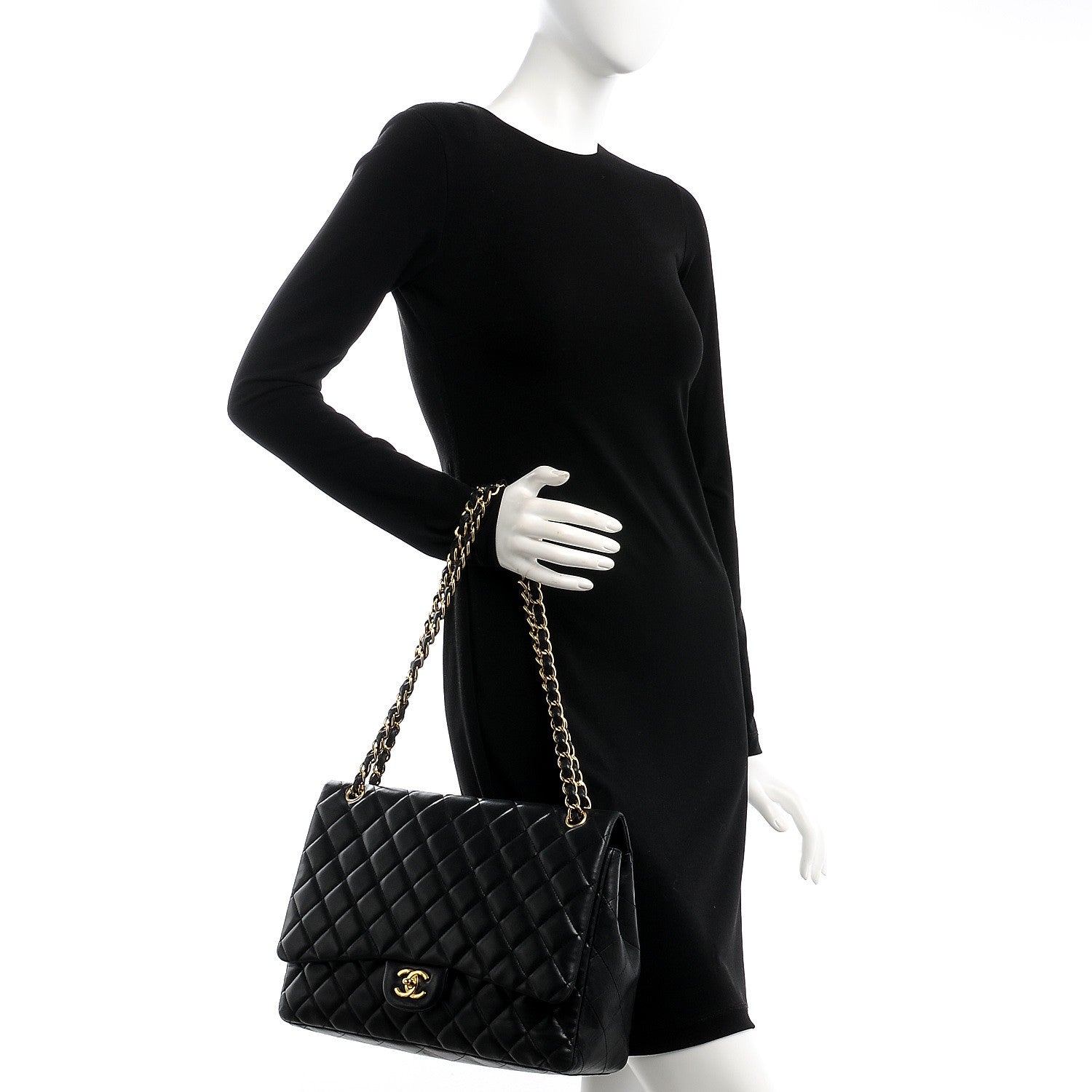 Chanel Lambskin Quilted Maxi Single Flap Black 3 of 14