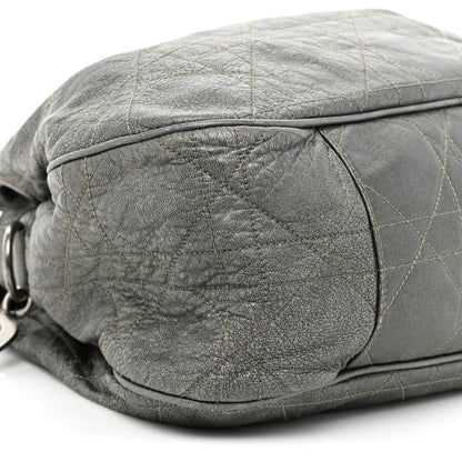 Christian Dior Metallic Lambskin Cannage Drawstring Bag Grey 9 of 21