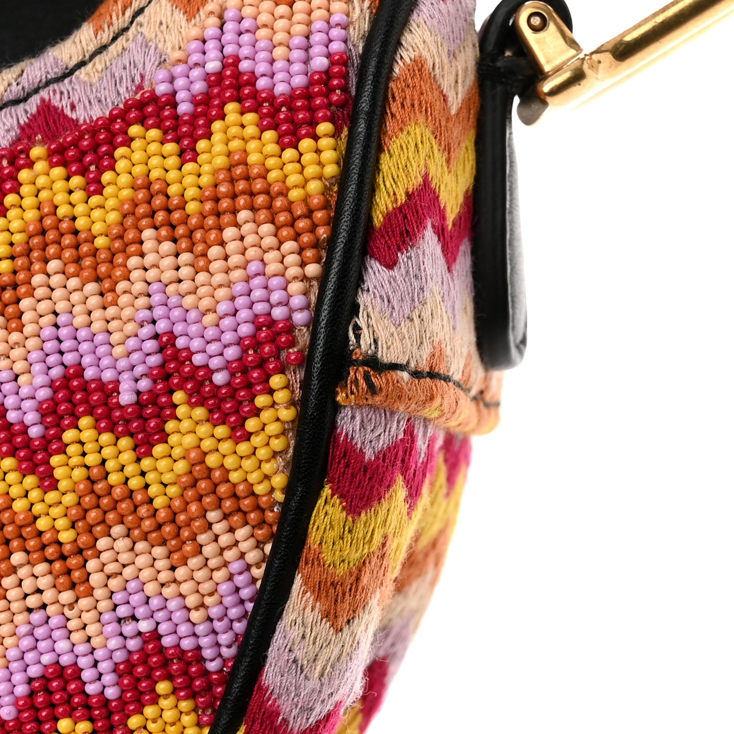 Embroidered Fringe Beaded Mini Saddle Bag Multicolor