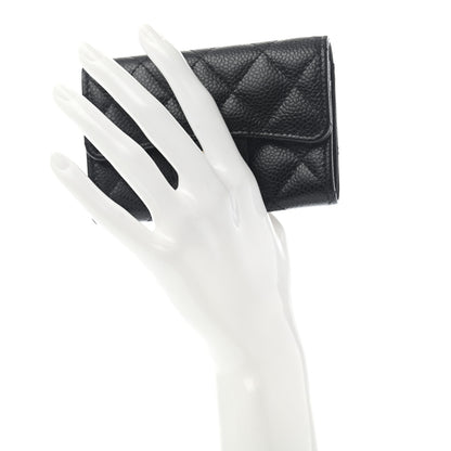 Chanel Caviar Quilted Flap Card Holder Wallet Black 2 of 8