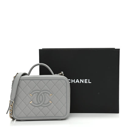 Chanel Caviar Quilted Medium CC Filigree Vanity Case Grey 11 of 11