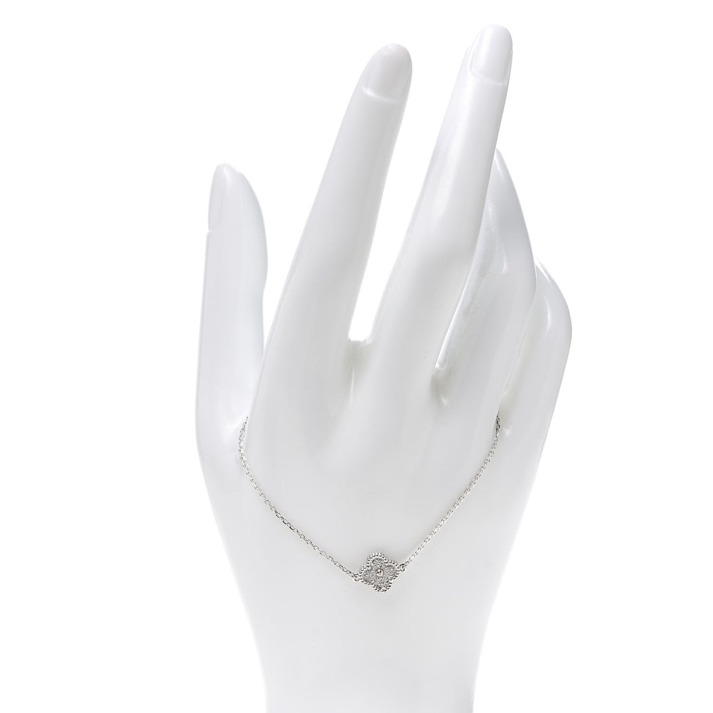 18K White Gold Diamond Sweet Alhambra Bracelet