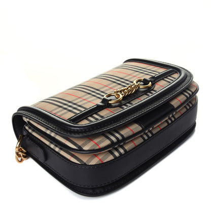 Burberry Smooth Calfskin 1983 Knight Check Link Shoulder Bag Black 4 of 9