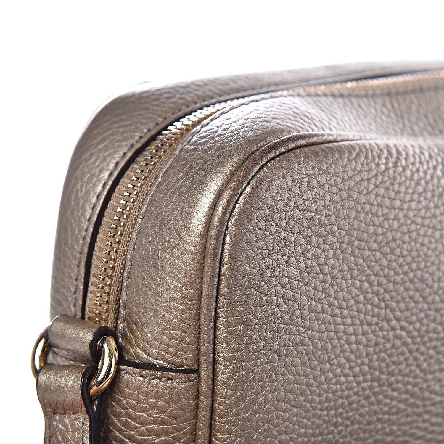 Gucci Metallic Pebbled Calfskin Small Soho Disco Bag Golden Beige 7 of 10